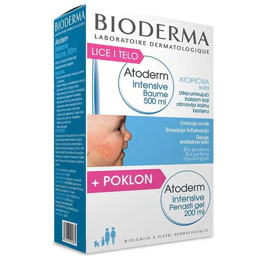 Bioderma Atoderm Intensive Baume 500 ml + Gel moussant 200 ml gratis