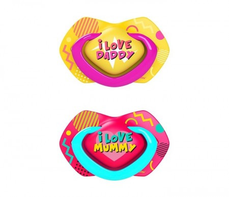 CANPOL BABIES SILIKONSKA VARALICA 18+ M NEON  LOVE 2 KOM 22/654 BLUE, PINK