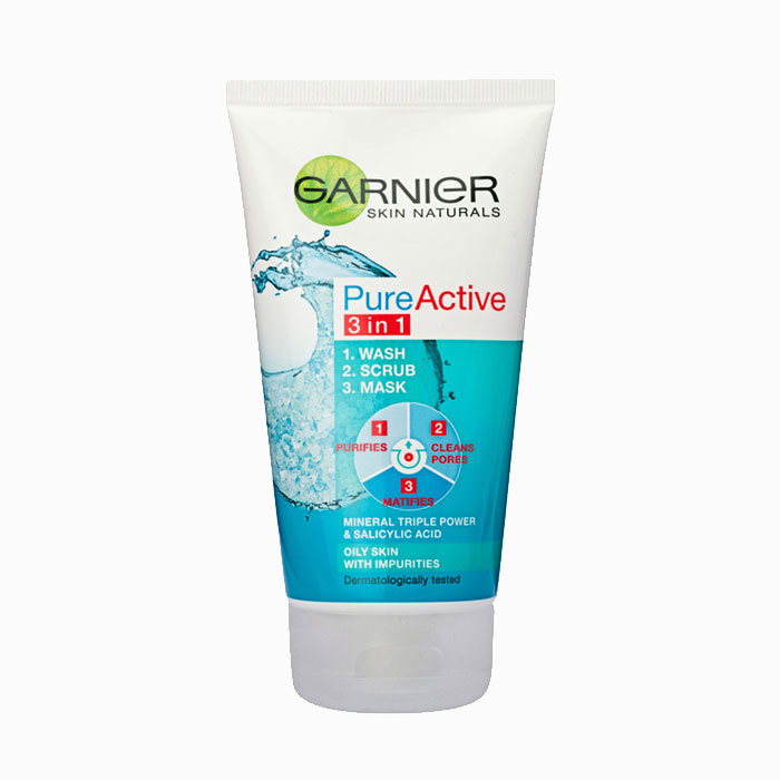 Garnier Skin Naturals Pure Active 3u1 gel za čišćenje, piling i maska za masnu kožu sklonu nepravilnostima 150ml