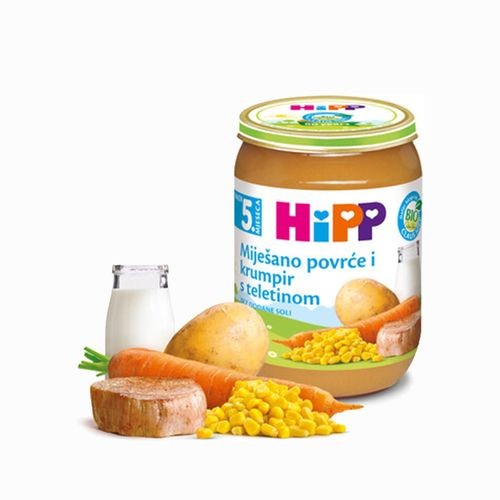 Hipp kašica mešano povrće, krompir, teletina 5+m 190g