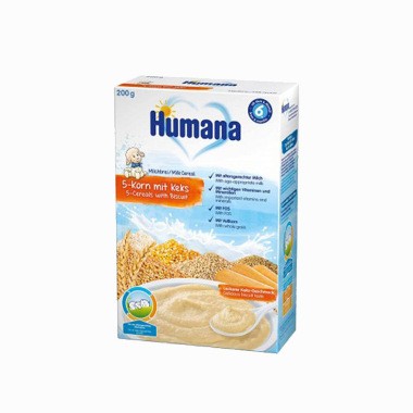 Humana mlečna instant kaša 5 žitarica i keks 200