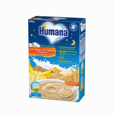 Humana mlečna instant kaša za laku noć celo zrno žitarica i banana 200g