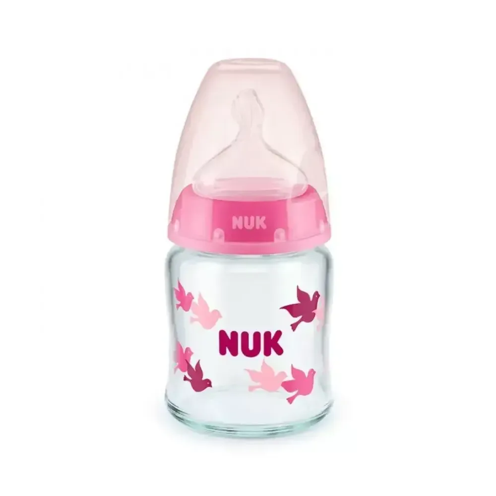 Nuk Staklena flašica sa indikatorom temperature 0-6M 120ml