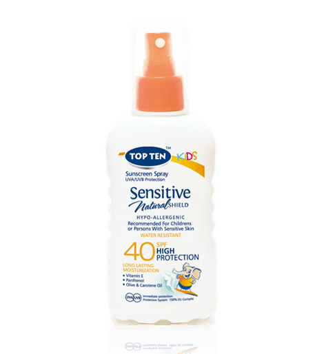 TOP TEN KIDS SENSITIVE Sunscreen Lotion SPRAY SPF40