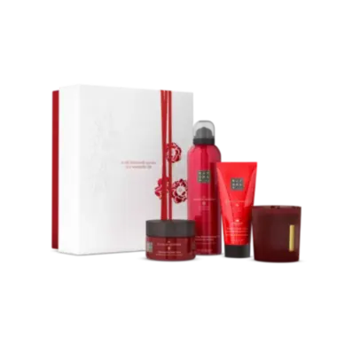 Rituals Ayurveda Set Medium penušavi gel 200ml + krema za telo 100ml + piling 125ml + mirisna sveća 140g